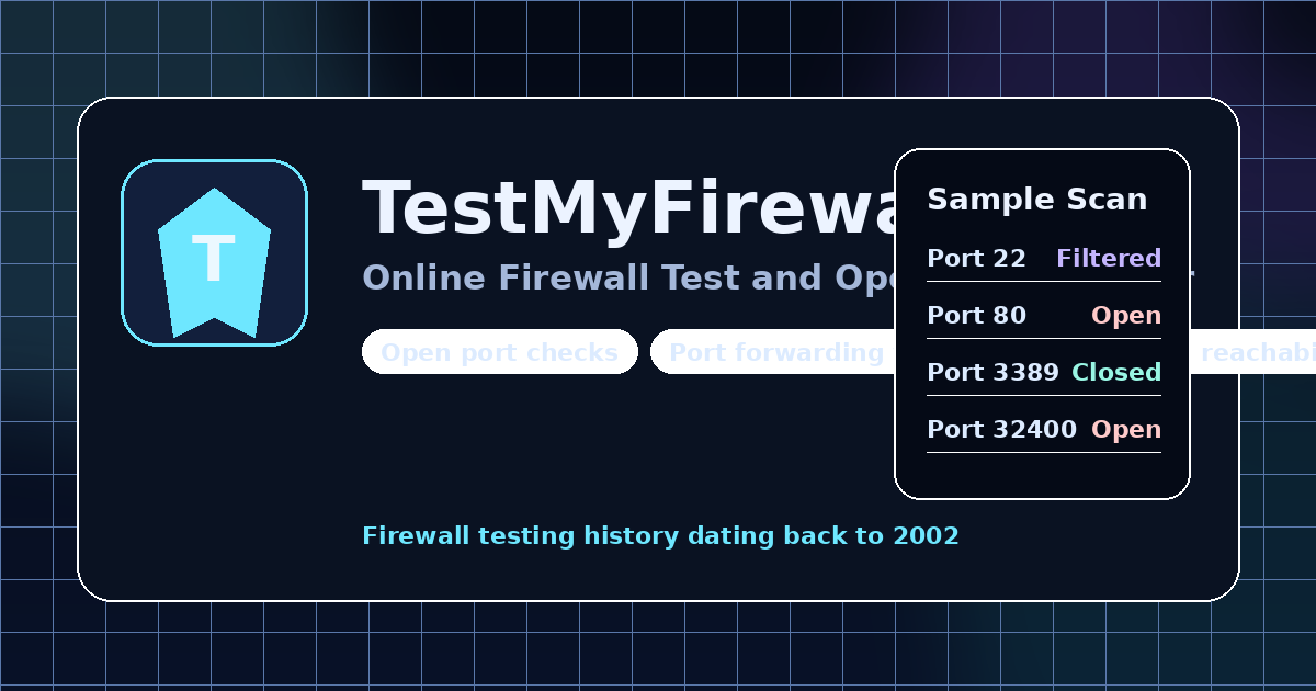 Online Firewall Test and Open Port Checker | TestMyFirewall.com